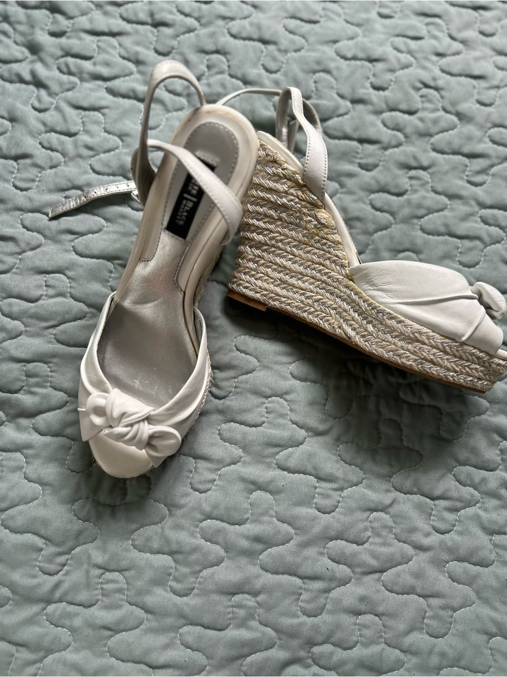 White House Black Market White Knot Espadrille Wedge Sandals